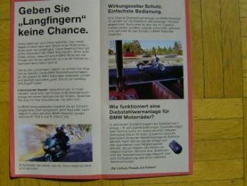 BMW Motorrad Diebstahlwarnanlagen August 2000 Flyer