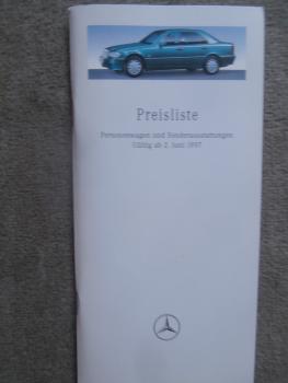 Mercedes Benz Preisliste 2. Juni 1997 W202 W210 W140 R170 R129 W208 BR638