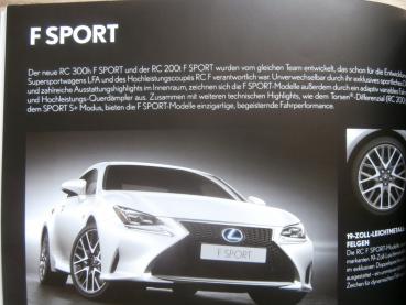 Lexus RC 200t 300h +F Sport Prospekt November 2015 +Preisliste NEU