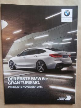 BMW 630i 640i +xDrive 630d 640d Gran Turismo G32 Preisliste November 2017
