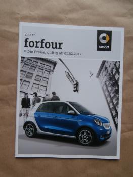 smart forfour Preisliste 1.Februar 2017