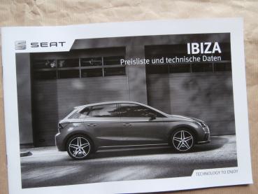 Seat Ibiza Preisliste & Technische Daten März 2017