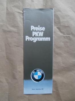 BMW Preisliste 316-323i E21 518-M535i E12,E23,628CSi-635CSI E24,M1 E26 1.September 1980 Österreich