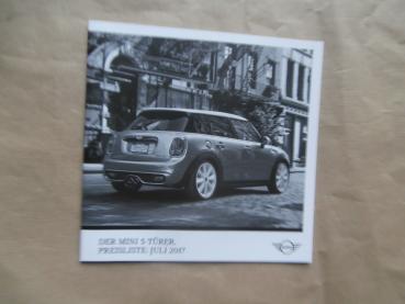 Mini 5-türer F55 One First Cooper +S +One D +Cooper D +SD +Yours Preisliste Juli 2017