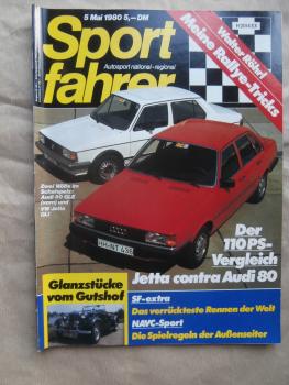 Sportfahrer 5/1980 Audi 80GLE Typ81 vs. VW Jetta GLi,Mazda 626 Coupé im Dauertest,