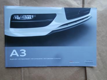 AudiA3 +Sportback +Limousine +Cabriolet Zubehör Katalog Typ 8V Juni 2014 NEU