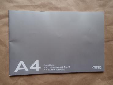 Audi A4 Limousine Avant +A4 allroad quattro Preisliste 24.Juli 2017