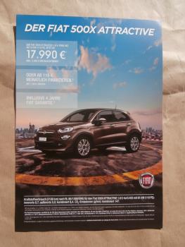 Fiat 500X Attractive Sonderblatt Prospekt NEU