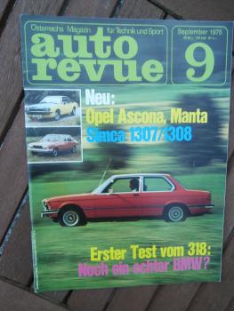 auto revue 9/1975 Opel Ascona,Manta,Simca 1307/1308,BMW 318 E21Alfaud ti,Yamaha 500,