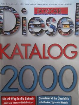 Ecocar Diesel Katalog 2000 im Überblick u.a. mit A4 2.5TDI,Bravo JTD, Fiesta D,Lybra JTD,MCC Smart CDI,