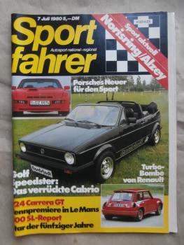 Sportfahrer 7/1980 Nordstadt Golf1 Typ17 Cabriolet, R5 turbo,626 Dauertest,Giulietta 1.8,