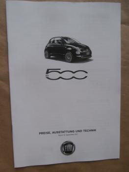 Fiat 500 new Pop Star 500S Lounge Preisliste +Technik 18.9.2017