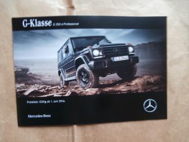 Mercedes Benz G-Klasse G350d Professional W463 Juni 2016 NEU Preisliste