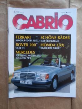 Cabrio 8/1992 Ferrari Mondial VS 348TS,Rover 200,300CE-24 Cabrio A124,190SL, Honda CRX