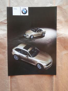 BMW Z3 coupé roadster 3.0i Prospekt März 2000 NEU Rarität