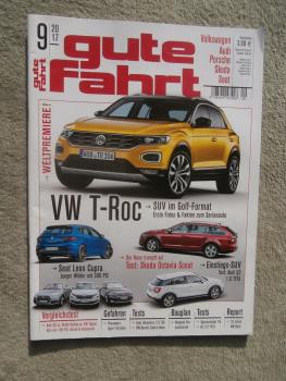 gute fahrt 9/2017 VW T-Roc, Octavia Scout,Audi Q5 vs. Kodiaq vs. Tiguan,Panamera Sport Turismo,Alhambra 2.0TDI,