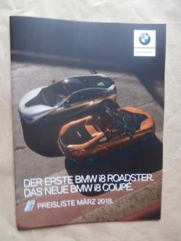 BMW i8 Roadster (i15) i8 Coupé (i12) Preisliste März 2018