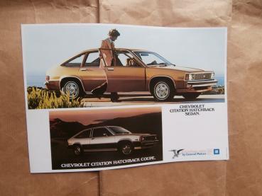 Chevrolet Citation Hatchback Sedan & Coupé V6 Prospektblatt Rarität