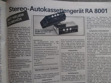 Der Deutsche Straßenverkehr 12/1986 Zubehör Autoantennen,Stereo Autokassettengerät RA 8001,Suhler 4-Takt Eintopf,