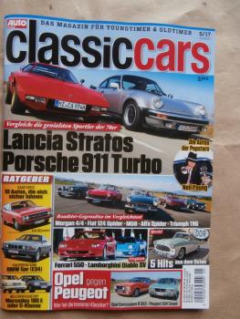 Auto Zeitung classiccars 5/2017 Lancia Stratos vs. 911 Turbo, Morgan 4/4 vs. 124 Spider vs. Alfa Spider vs. TR6