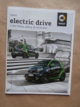 smart electric drive fortwo forfour Preisliste 5.5.2017 W453 +edition greenflash