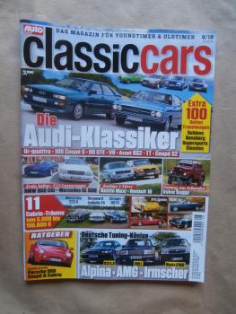 Auto Zeitung classiccars 8/2018 Ur-quattro,Audi 80 GTE,RS2,Volvo Sugga,R16 vs Austin Maxi,E30 Cabriolet