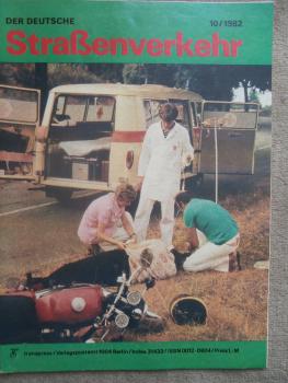 Der Deutsche Straßenverkehr 10/1982 Wartburg Registervergaser BVF40F und Jikov,Reifen für PKW,
