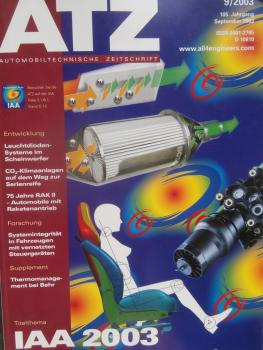 ATZ 9/2003 IAA Frankfurt,Lexus RX300, neue Mazda RX-8,75 Jahre RAK2,