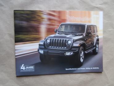 Jeep Wrangler Typ JL Spezifikationen & Preise 8/2018 Sport Sahara Rubicon +Unlimited 2.0T-GDI 2.2CRDi
