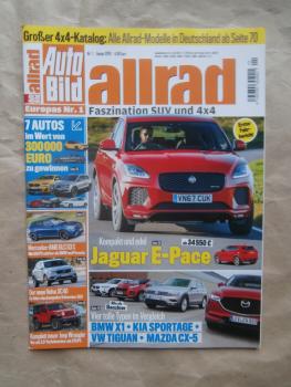 Auto Bild allrad 1/2018 Jaguar E-Pace,Vergleichstest: X1 20i vs. Sportage 1.6GTI vs. CX-5 G194 vs. Tiguan 2.0TSI