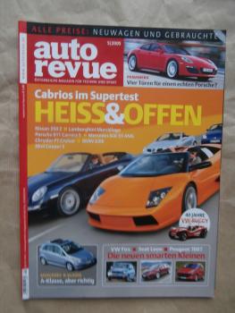 auto revue 5/2005 350Z vs. Murciélago vs. 911 Carrera S (997) vs. SLK55 AMG R171 vs. PT Cruiser Cabrio vs. BMW 630i Cabrio E64