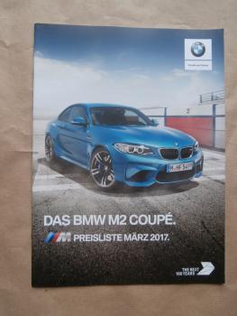 BMW M2 Coupé F87 Preisliste März 2017 NEU