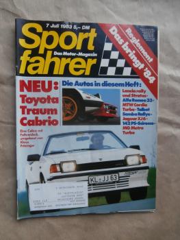 Sportfahrer 7/1983 Fritzinger Tuning Celica Cabrio, Jaguar XJ6 4.2, MG Metro Turbo,MMC Cordia