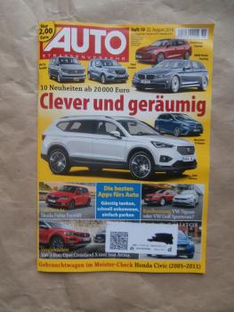 Auto Strassenverkehr 19/2018 Opel Crossland X 1.2 DiTurbo, vs. Arona 1.0TSI vs. VW T-Roc 1.0TSI,Kia Ceed 1.4 T-GDi,