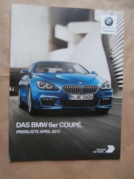 BMW 6er Coupé F13 640i 650i +xDrive 640d April 2017 Preisliste