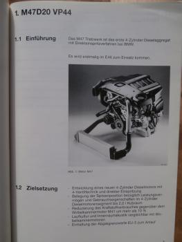 BMW Arbeitsmaterial M47 D20 VP44 Broschüre Oktober 1997