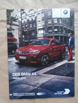 BMW X4 F26 xDrive20i 28i 35i 20d 30d 35d M40i Advantage xLine Modell M Sport August 2016