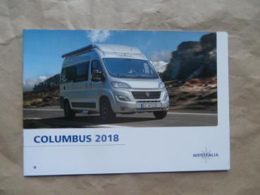 Westfalia Columbus 2018 540d 600d 640e 601d 641e auf Fiat Ducato Prospekt +Preisliste