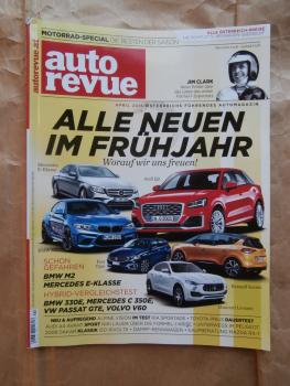 auto revue 4/2016 Jim Clark, BMW 330E vs. C350e vs. Passat GTE vs. Volvo V6, M2,E-Klasse BR213