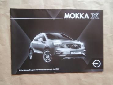 Opel Mokka X Modelljahr 2018 Preisliste Juni 2017
