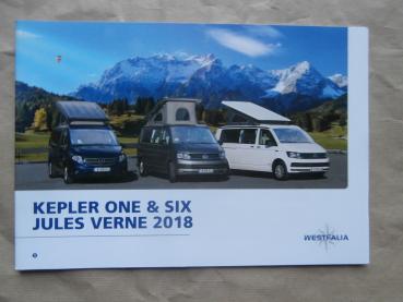 Westfalia Kepler One & Six Jules Verne 2018 VW T6 Mercedes Vito Prospekt August 2017 +Preisliste
