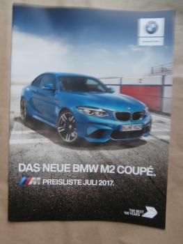 BMW M2 Coupé F87 Preisliste Juli 2017