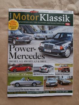 Motor Klassik 4/2017 300SEL 6.3 W108 vs. 450SEL 6.9 W116 vs. 500E W124,Porsche 911 G-Modell,Restaurierung Alfa Spider Veloce 1750,