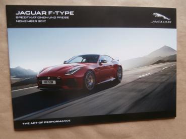 Jaguar F-Type Coupé & Cabriolet P300 P340 P380 +R +SVR Preisliste November 2017