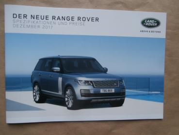 Land Rover neue Range Rover Preisliste Dezember 2017