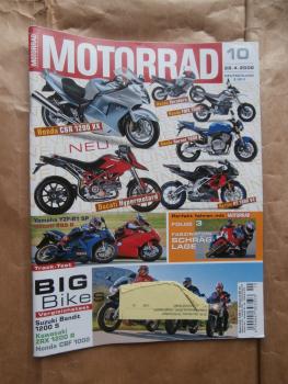 Motorrad 10/2006 Yamaha YZF-R1 SP vs. Ducati 999R, VG: Suzuki Bandit 1200S vs. Kawasaki ZRX 1200R vs.Honda CBF 1000,