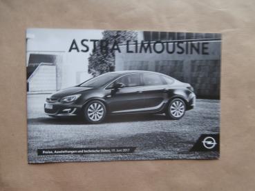 Opel Astra K Limousine Preisliste 19.Juni 2017 85kw 103kw +Diesel 81kw 100kw Edition Excellence