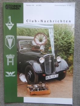 Auto Union Veteranen Club Clubnachrichten 7/2002 Wanderer Cabrio-Limousine W24,DKW Schwebeklasse,DKW SB 500 Testbericht