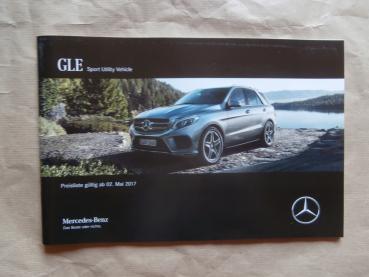Mercedes Benz GLE Preisliste 250d 350d 4Matic,400 500e 500 GLE43 AMG GLE63 +S AMG 2.Mai 2017