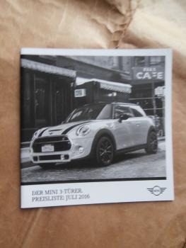 Mini One First +Cooper +S +D +SD +JCW F56 Juli 2016